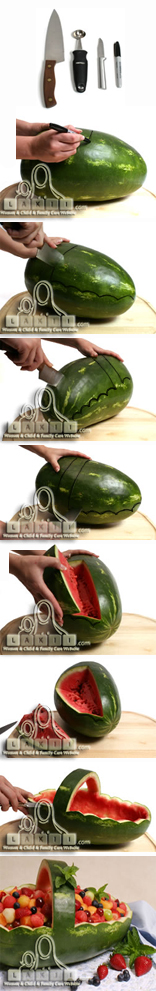سلة البطيخ - أفكار لتزيين وتقديم الأطباق 
